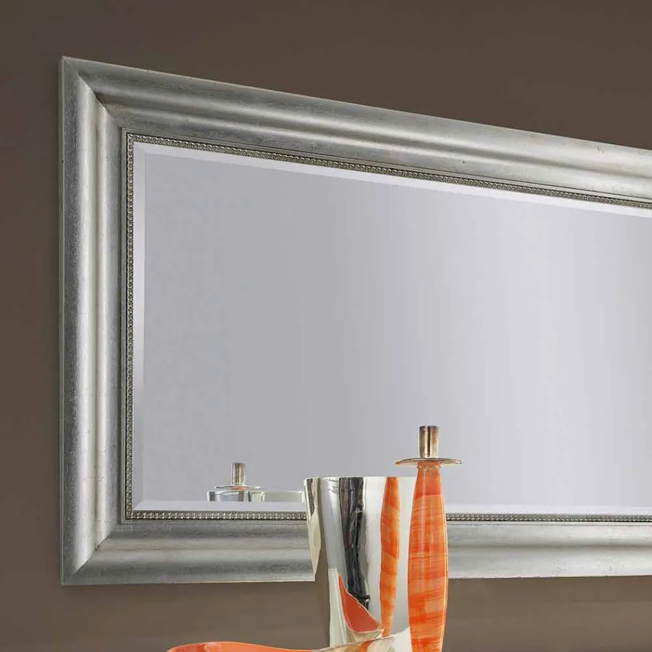 Specchiera da muro argento,oro legno a mano fatta in Italia Alessandro Viadurini