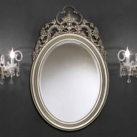 Specchiera da muro ovale argento,oro a mano prodotta in Italia Giorgio Viadurini
