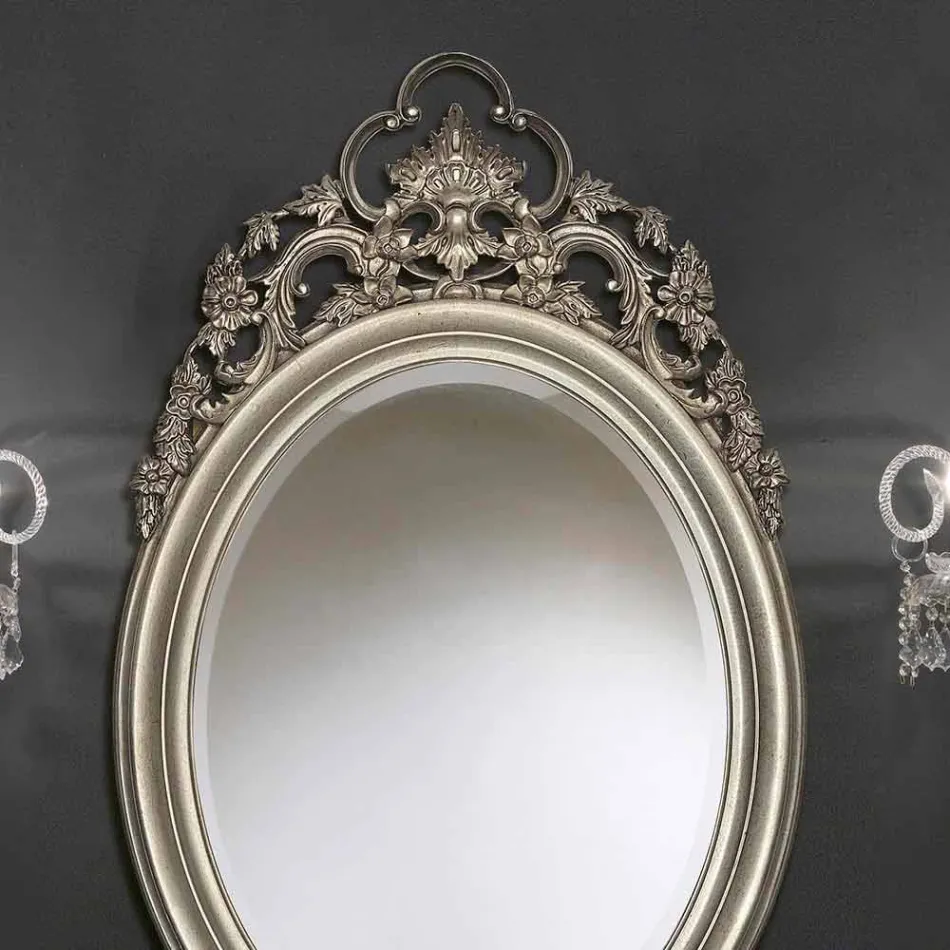 Specchiera da muro ovale argento,oro a mano prodotta in Italia Giorgio Viadurini