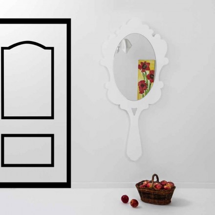 Specchiera da parete bianca con cornice decorata Neve made in Italia Viadurini