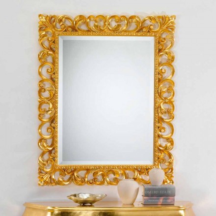 Specchiera da parete design classico con finitura foglia oro Paris Viadurini