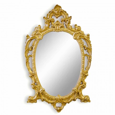 Specchiera da parete in legno ovale fatta a mano in Italia Roberto Viadurini