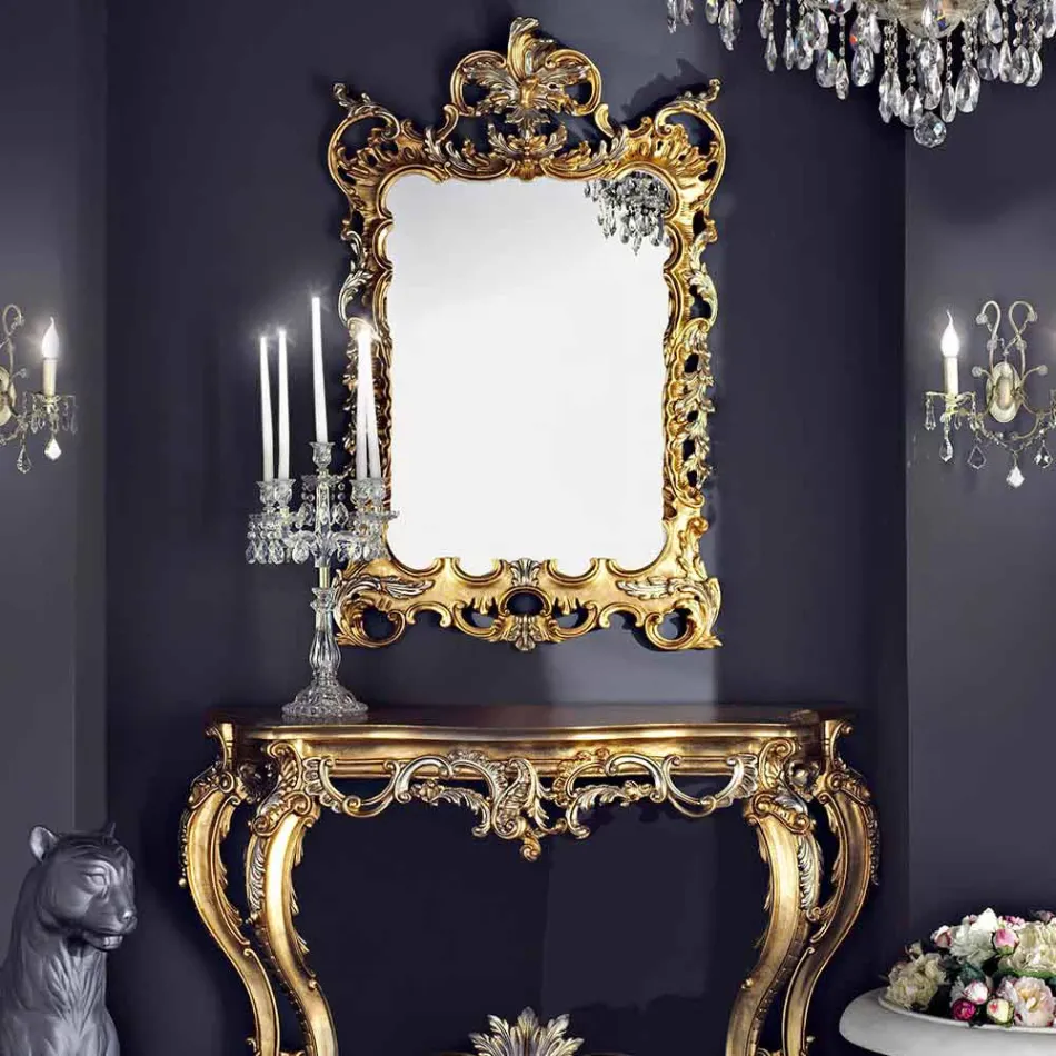 Specchiera da parete legno e consolle piano mdf made in Italy Andrea Viadurini