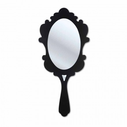 Specchiera da parete nera con cornice decorata Neve made in Italia Viadurini