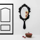 Specchiera da parete nera con cornice decorata Neve made in Italia Viadurini