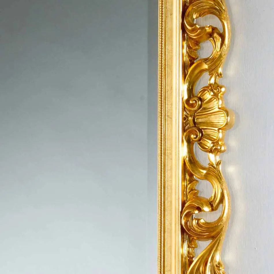Specchiera da terra/ parete di design con finitura foglia oro Mata Viadurini