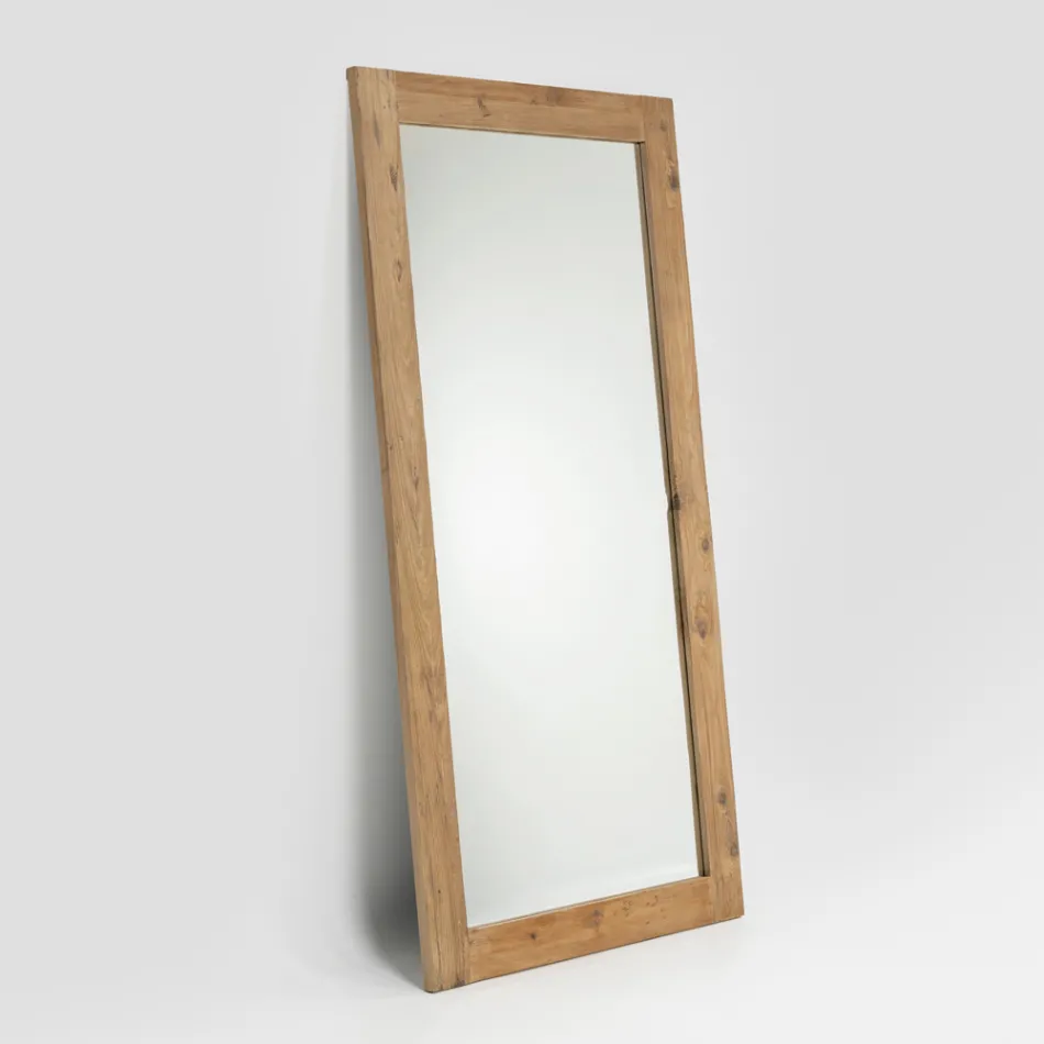 Specchiera in Legno di Pino Naturale Invecchiato Spazzolato - Acerno Viadurini
