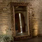 Specchiera Intagliata Realizzata in Legno Teak Massello - Auguste Viadurini