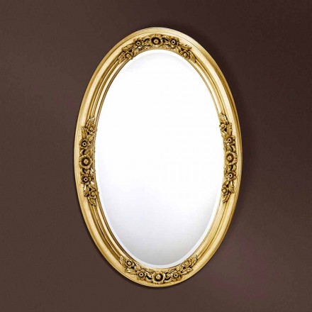 Specchiera moderna ovale legno realizzata a mano in Italia Federico Viadurini