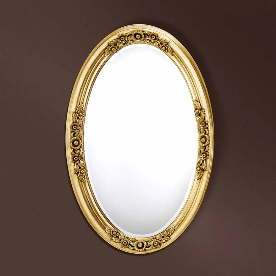 Specchiera moderna ovale legno realizzata a mano in Italia Federico Viadurini