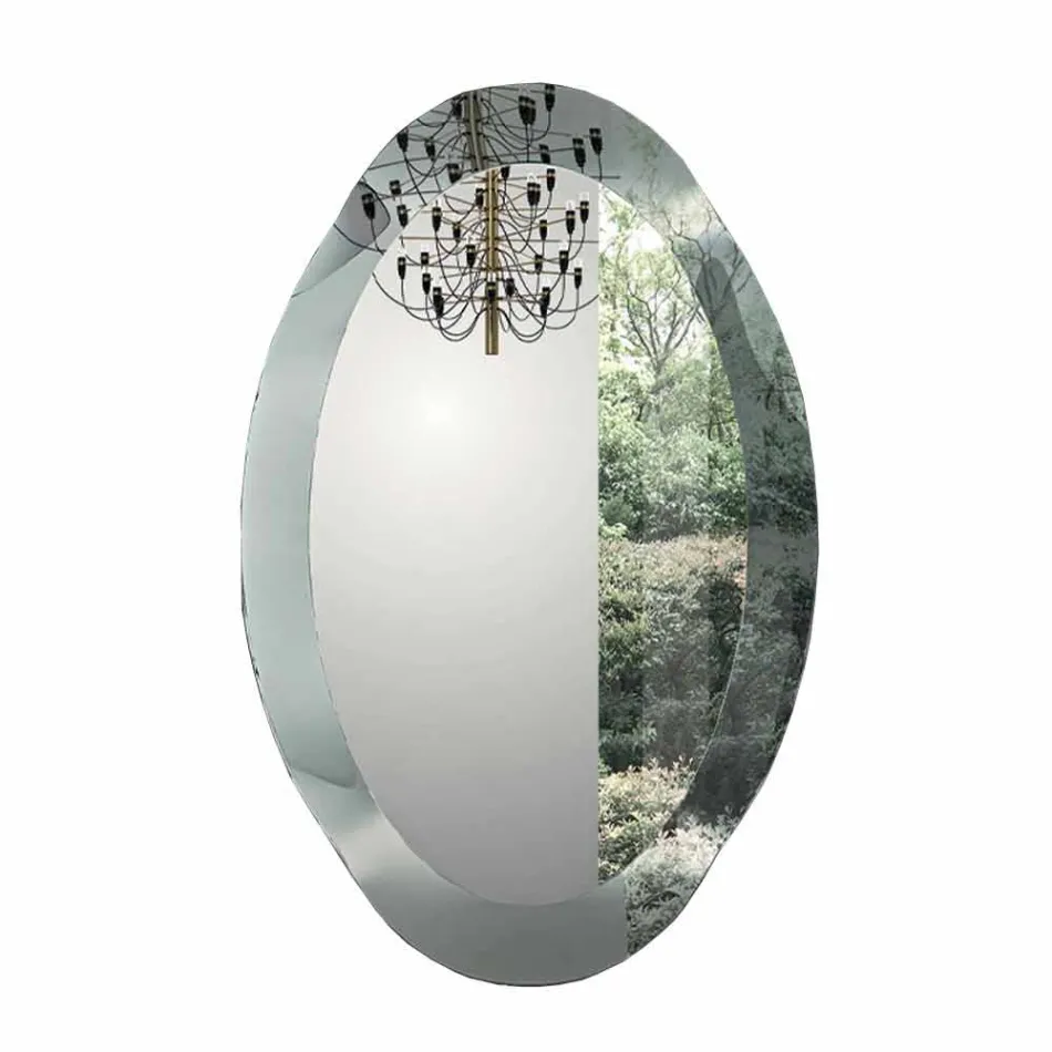 Specchiera Ovale Design in Finitura Cristallo Specchiato Made in Italy - Eclisse Viadurini