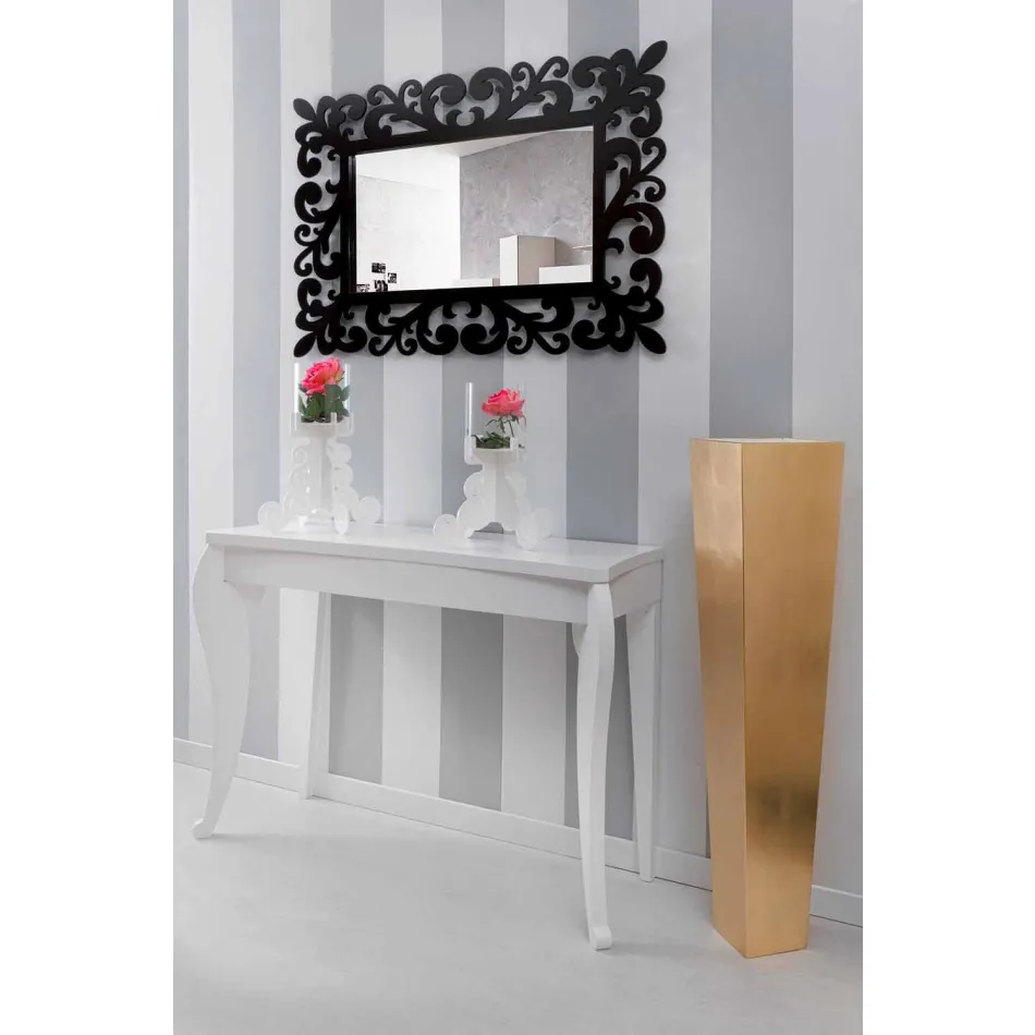 Specchiera Rettangolare da Muro dal Design Grande Moderna in Legno Nero - Manola Viadurini