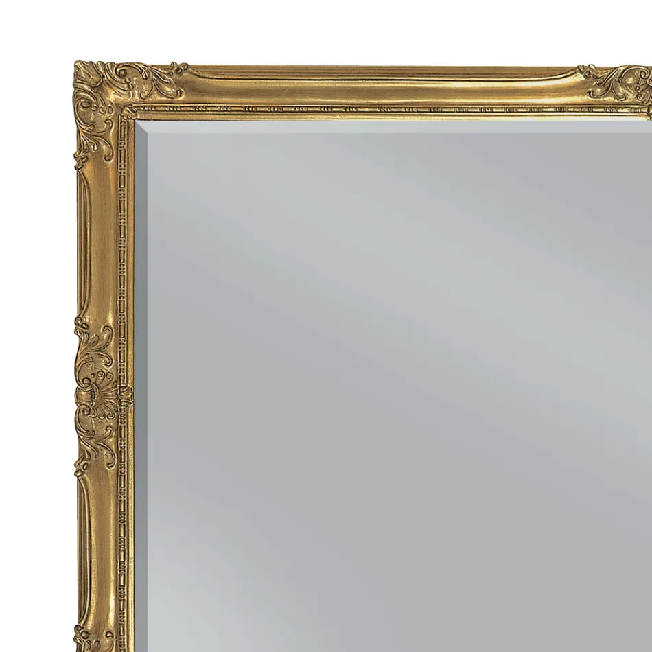 Specchiera Rettangolare in Foglia Oro con Specchio Molato Made in Italy - Pele Viadurini