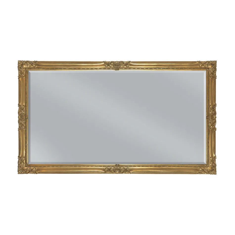 Specchiera Rettangolare in Foglia Oro con Specchio Molato Made in Italy - Pele Viadurini