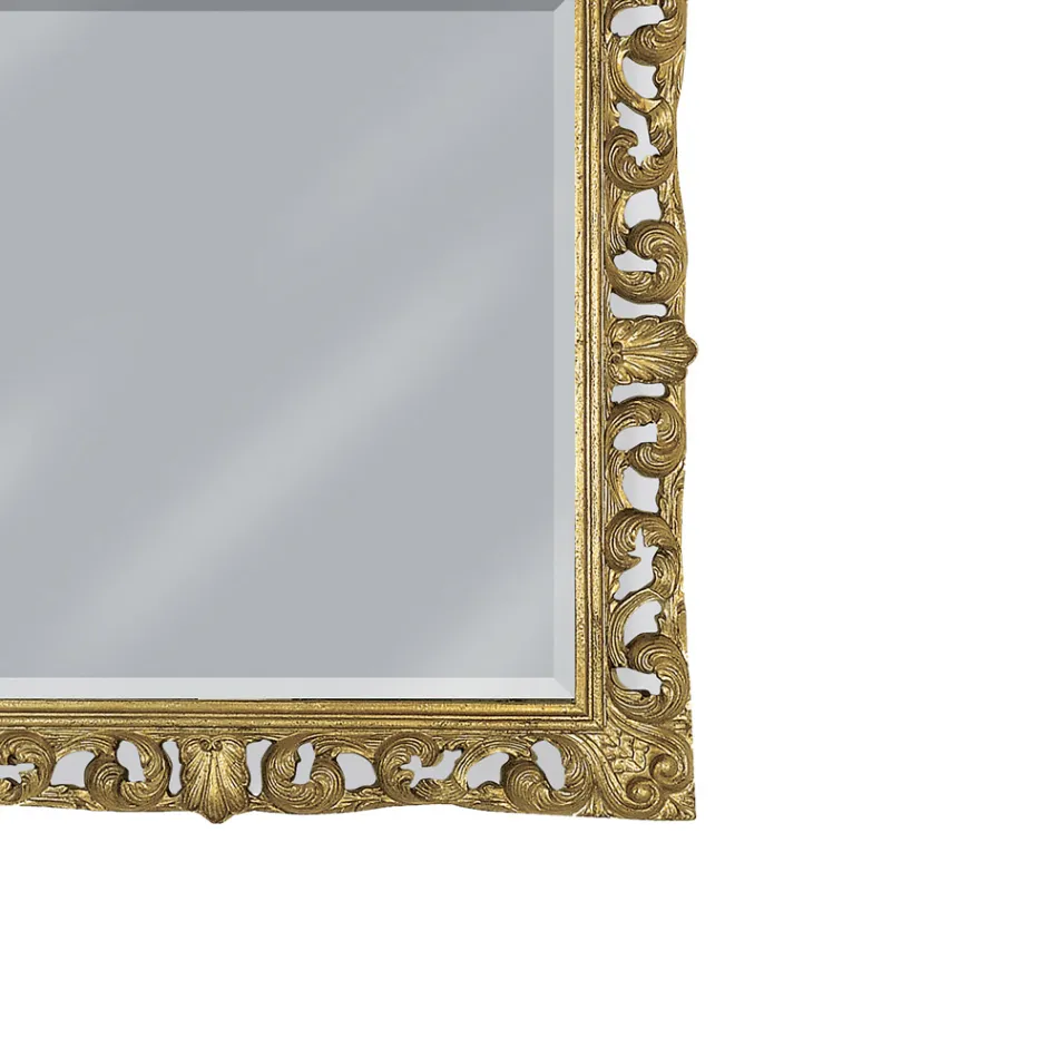 Specchiera Rettangolare in Foglia Oro e Specchio Molato Made in Italy - Rangi Viadurini