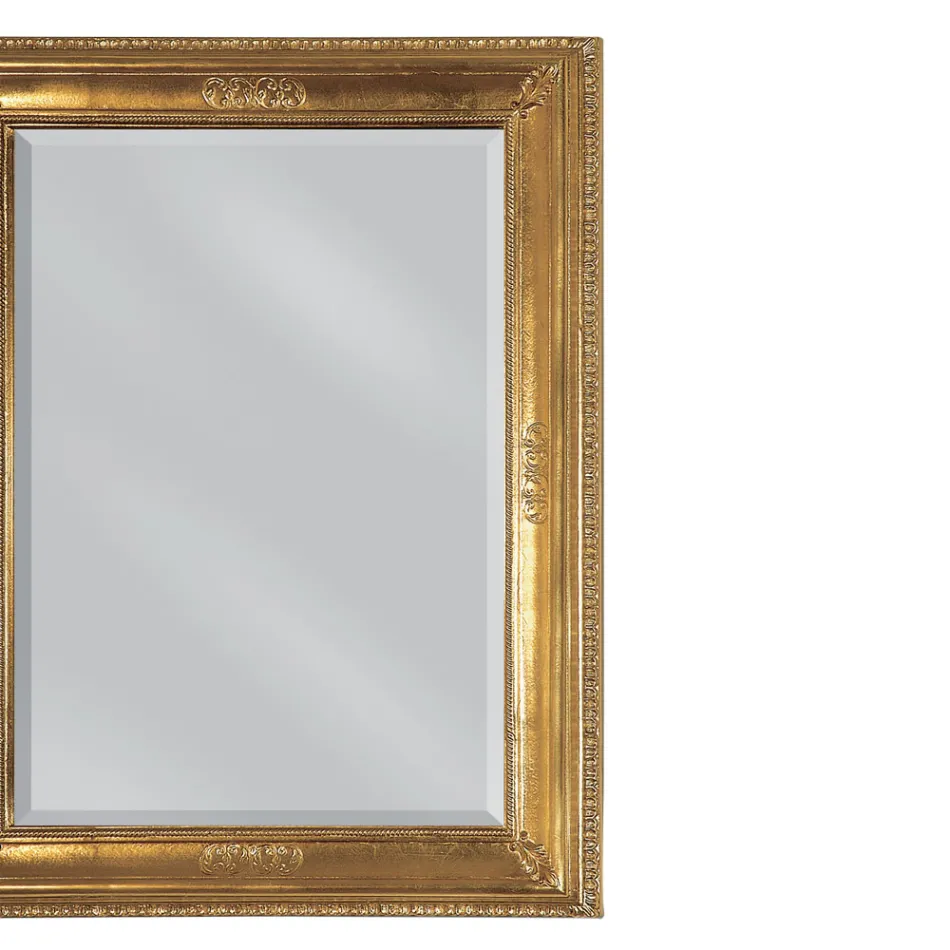 Specchiera Rettangolare in Foglia Oro Leggermente Anticata Made in Italy - Abeona Viadurini