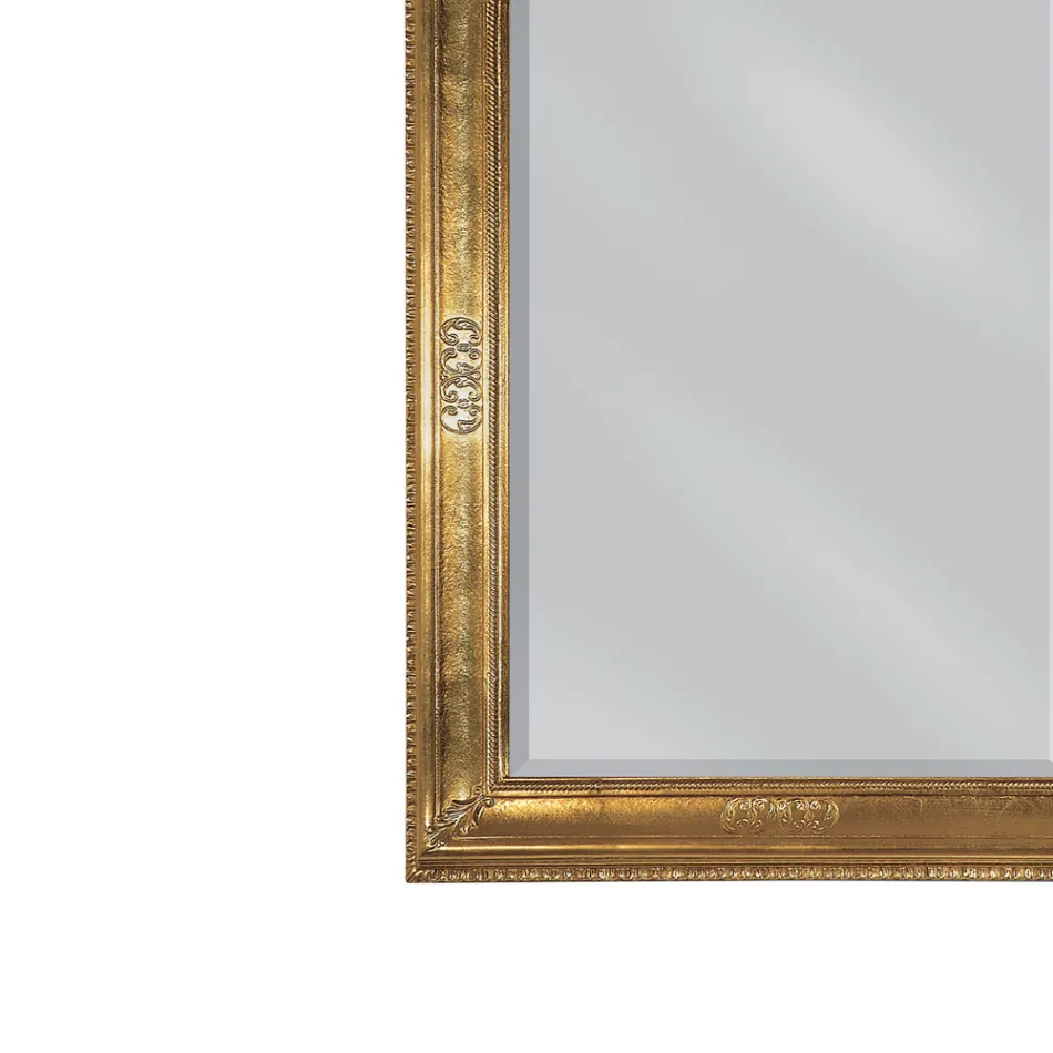 Specchiera Rettangolare in Foglia Oro Leggermente Anticata Made in Italy - Abeona Viadurini