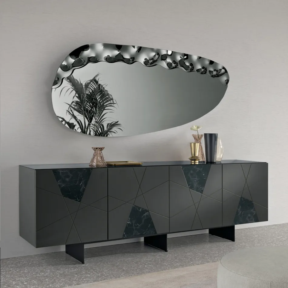 Specchiera Sagomata con Inserto in Vetro Mosso Made in Italy - Amata Viadurini