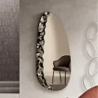 Specchiera Sagomata con Inserto in Vetro Mosso Made in Italy - Amata Viadurini