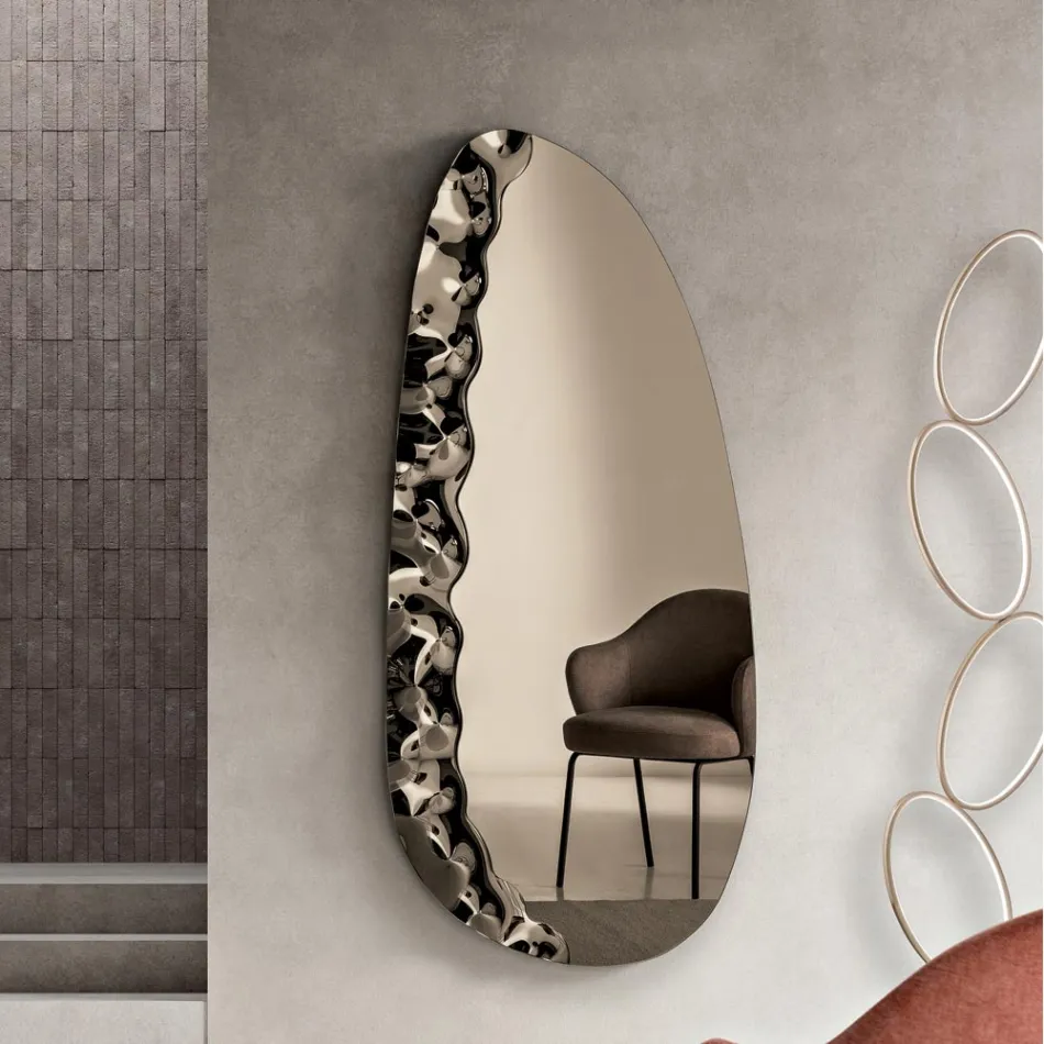 Specchiera Sagomata con Inserto in Vetro Mosso Made in Italy - Amata Viadurini