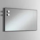 Specchio a Muro con 2 Lampadine e Telaio in Allumino Nero Made in Italy - Frame Viadurini