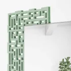 Specchio a Muro Design Quadrato Moderno in Legno Verde Decorato - Labirinto Viadurini