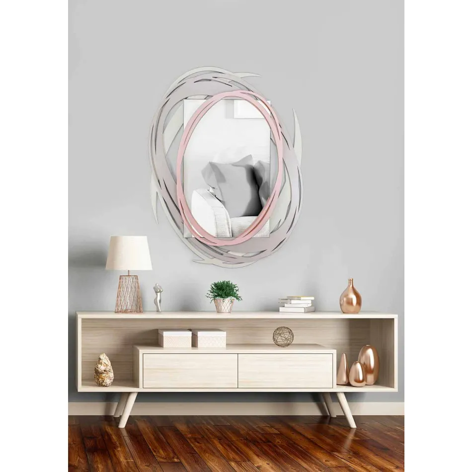 Specchio a Muro Moderno dal Design Decorativo in Legno Colorato - Orbita Viadurini