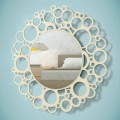 Specchio a Muro Rotondo in Legno Marrone di Design Moderno con Cornice - Bombo