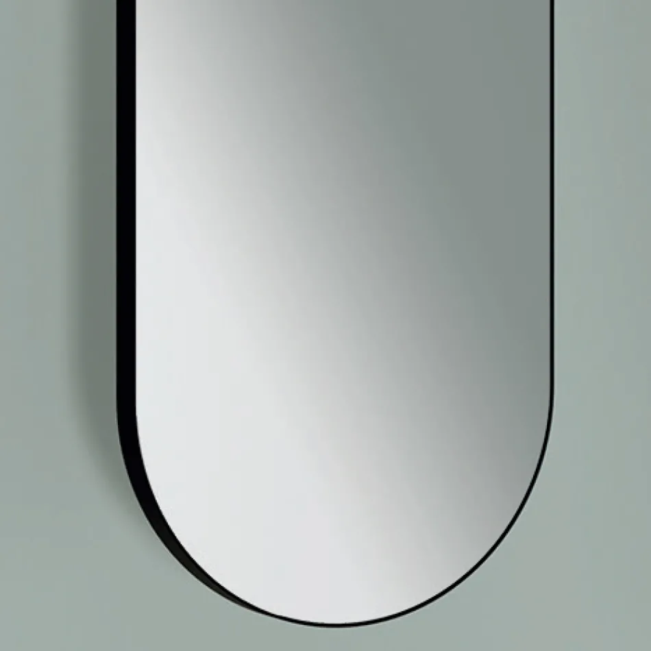 Specchio Appeso in Metallo con Luce Opzionale Made in Italy - Amadeus Viadurini