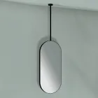 Specchio Appeso in Metallo con Luce Opzionale Made in Italy - Amadeus Viadurini