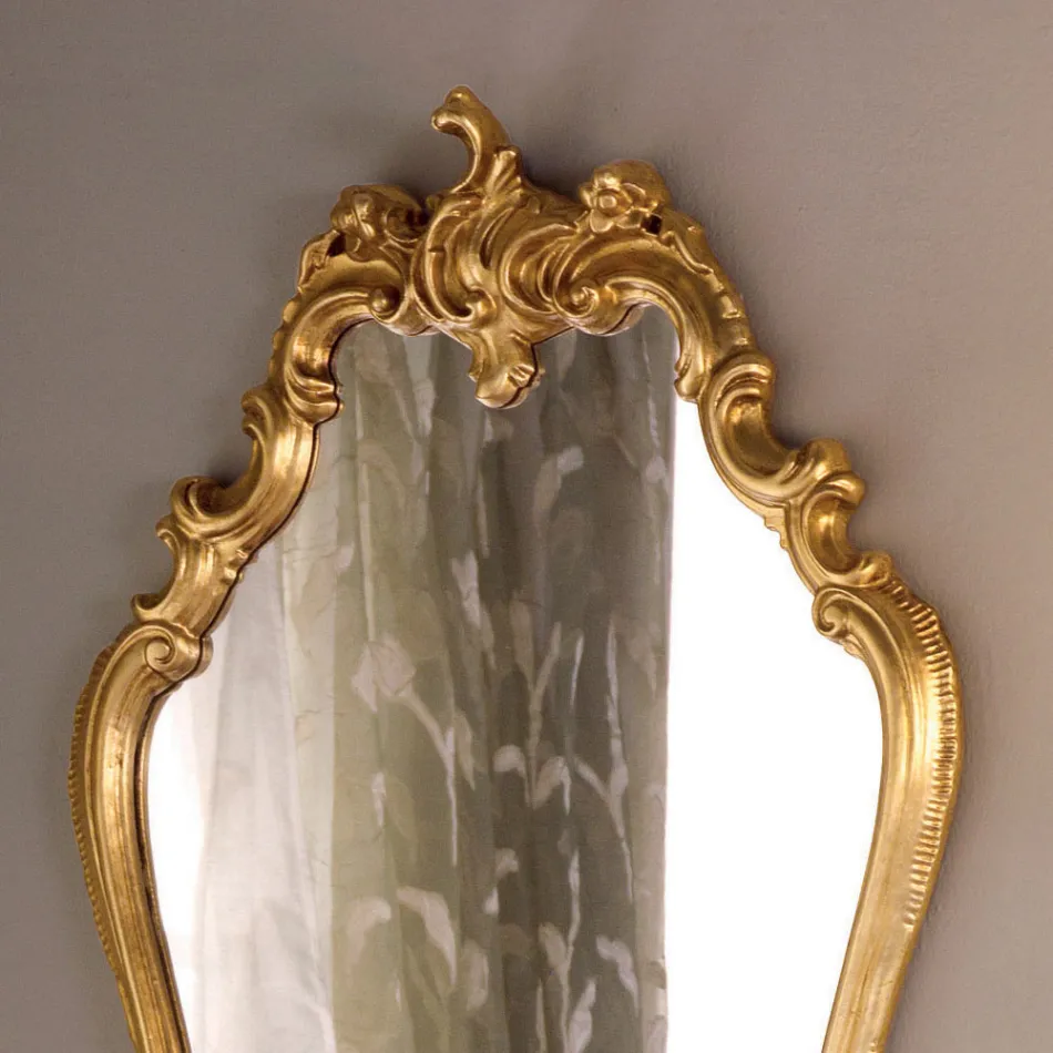 Specchio Barocco Sagomato con Cornice Foglia Oro Made in Italy - Prezioso Viadurini