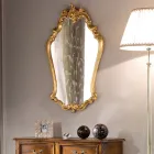 Specchio Barocco Sagomato con Cornice Foglia Oro Made in Italy - Prezioso Viadurini