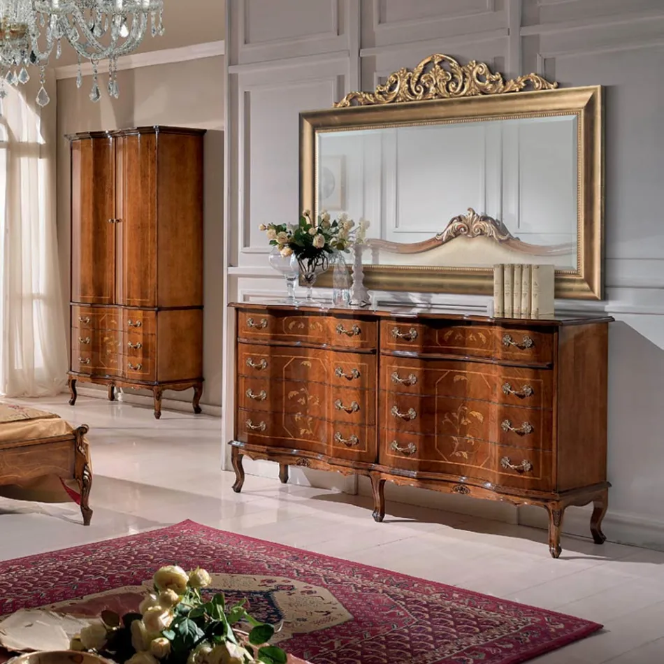 Specchio Classico in Legno Foglia Oro Rettangolare Made in Italy - Ibiscos Viadurini