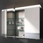 Specchio Contenitore a 3 Ante da Parete in Alluminio Verniciato Argento - Alfio Viadurini