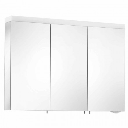 Specchio Contenitore a 3 Ante da Parete in Alluminio Verniciato Argento - Alfio Viadurini