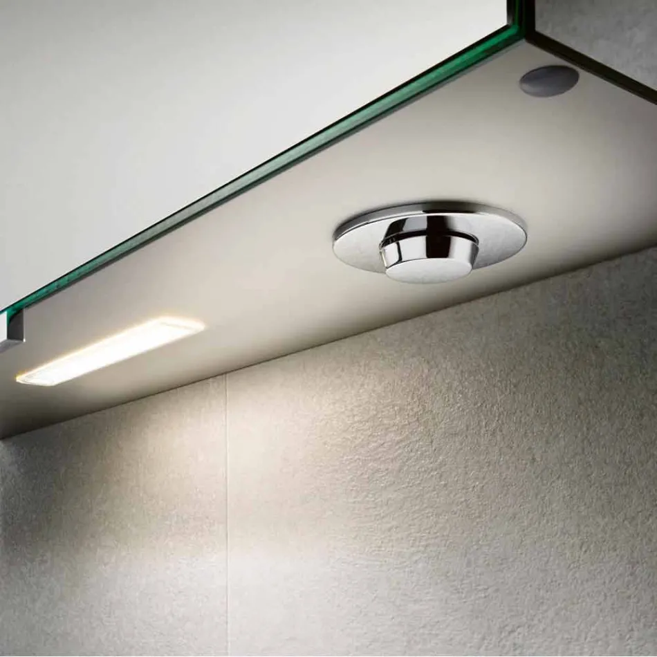 Specchio Contenitore Moderno con Anta Battente e Illuminazione LED - Alfio Viadurini