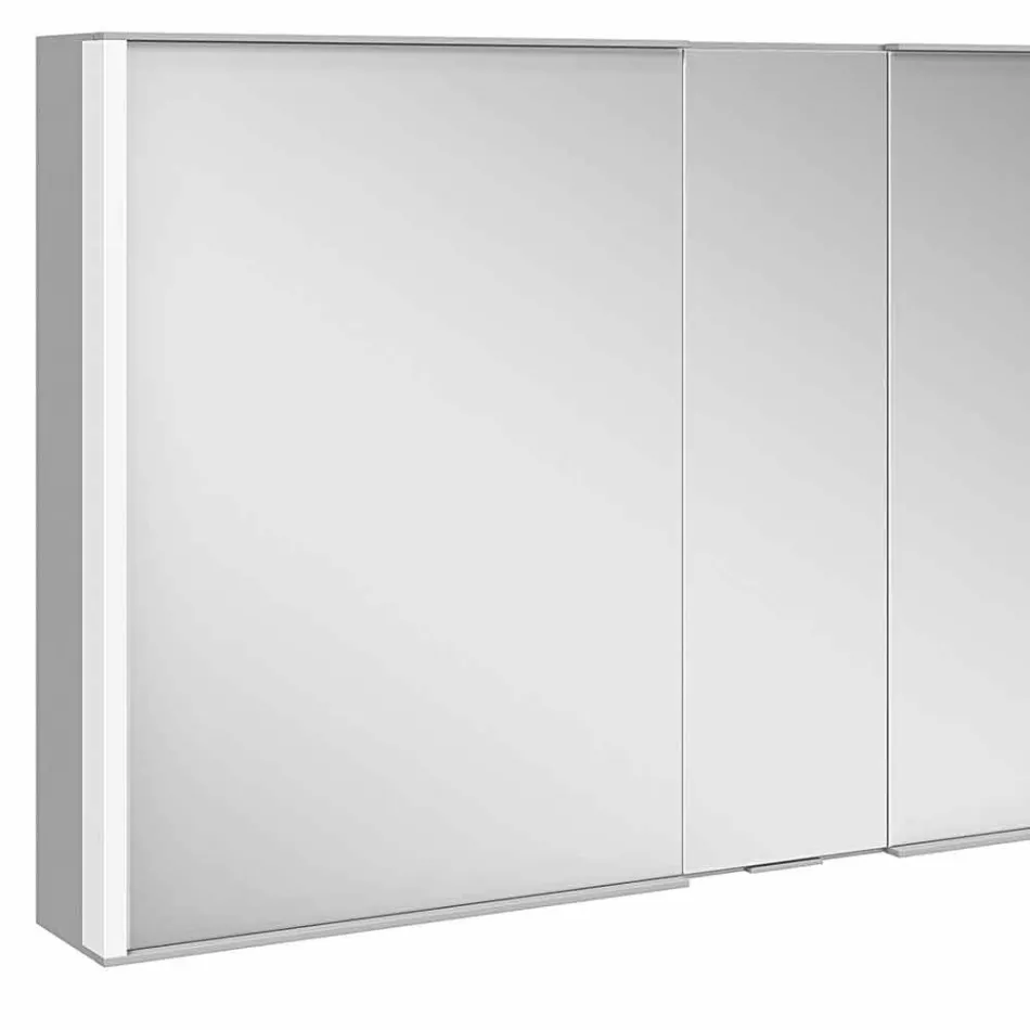 Specchio da Parete con 3 Ante Moderno in Alluminio Verniciato Argento - Demon Viadurini