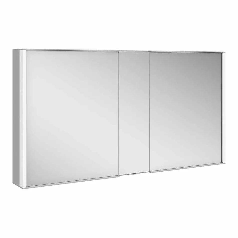 Specchio da Parete con 3 Ante Moderno in Alluminio Verniciato Argento - Demon Viadurini