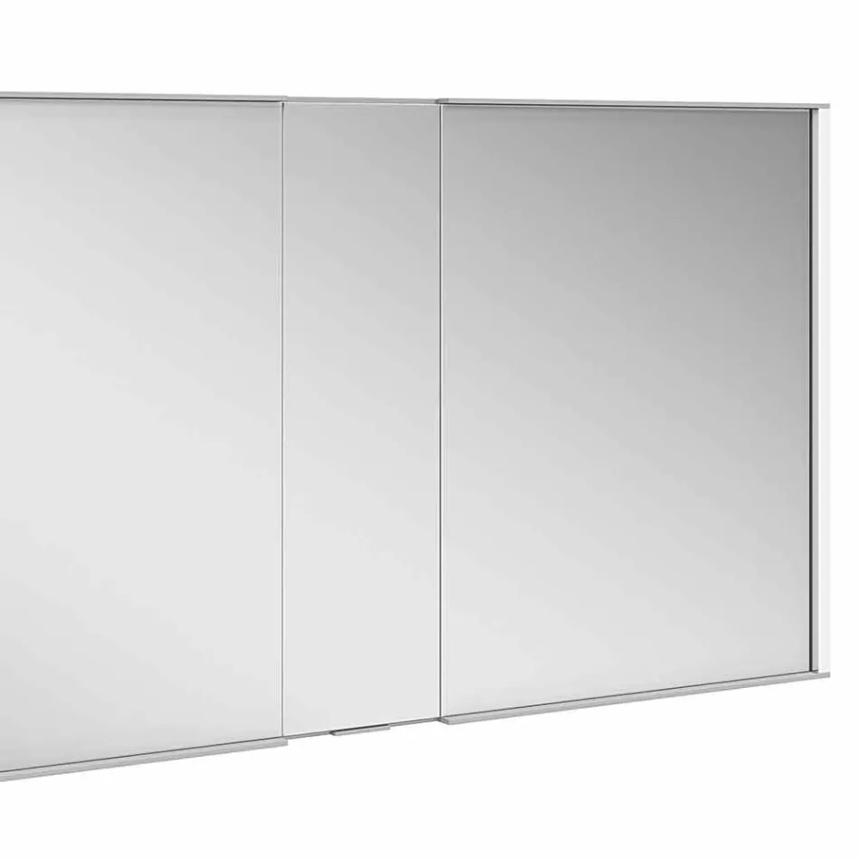 Specchio da Parete con 3 Ante Moderno in Alluminio Verniciato Argento - Demon Viadurini