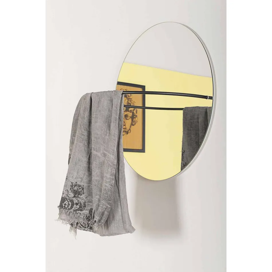 Specchio da Parete con Appendiabiti in Acciaio Moderno Made in Italy - Chioccia Viadurini
