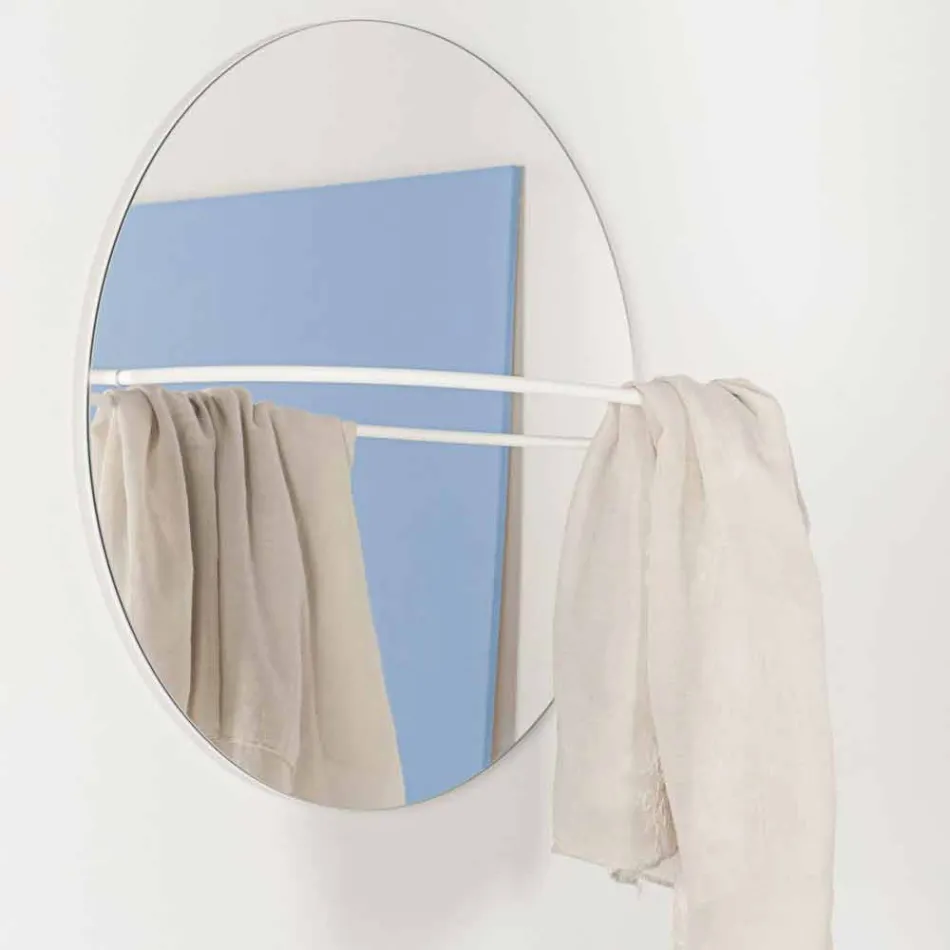 Specchio da Parete con Appendiabiti in Acciaio Moderno Made in Italy - Chioccia Viadurini