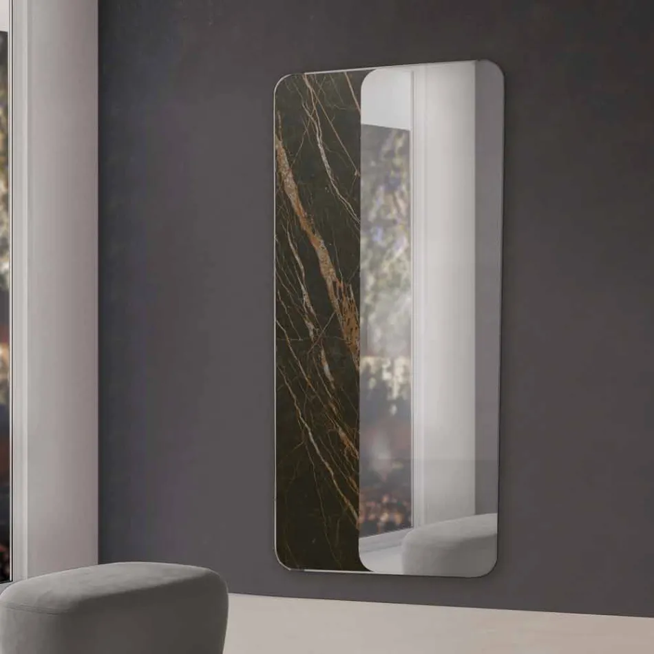 Specchio da Parete con Inserto in Legno o Ceramica Made in Italy - Montecarlo Viadurini