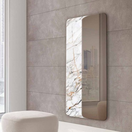 Specchio da Parete con Inserto in Legno o Ceramica Made in Italy - Montecarlo Viadurini