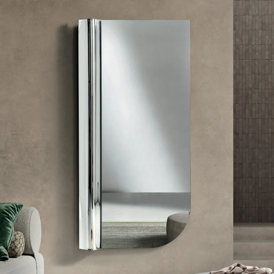 Specchio da Parete con Onda a Lato Made in Italy - Beniamina Viadurini