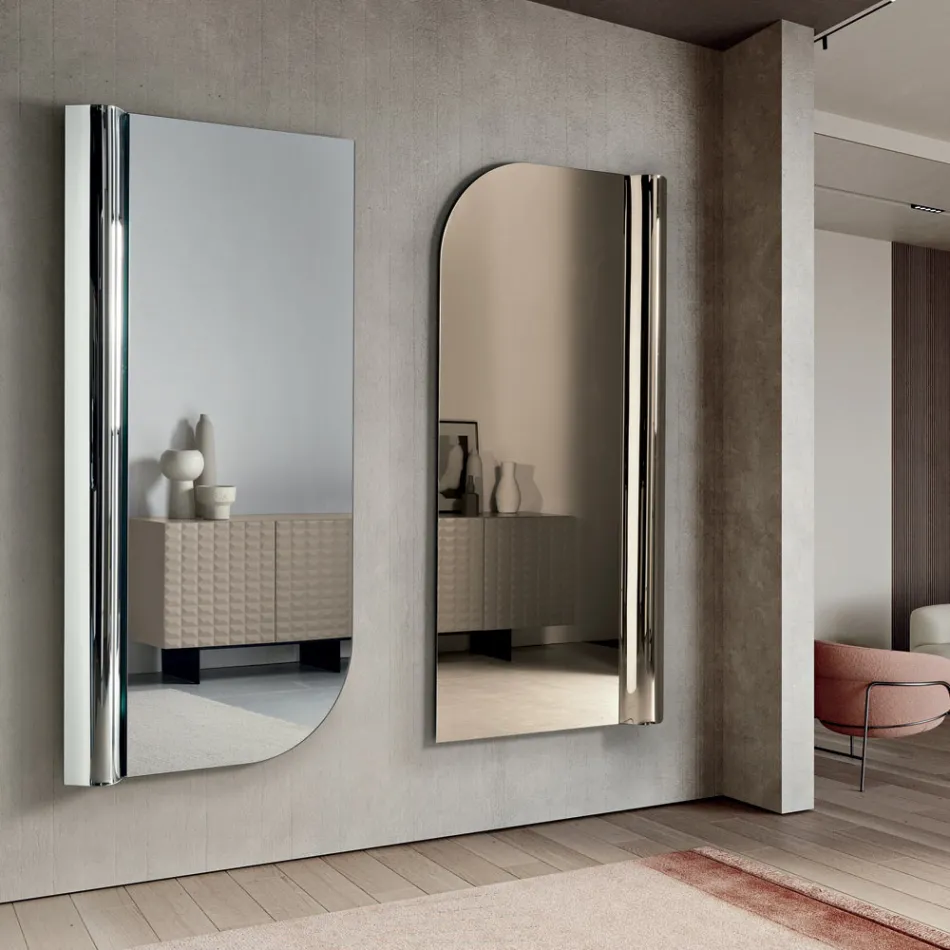 Specchio da Parete con Onda a Lato Made in Italy - Beniamina Viadurini