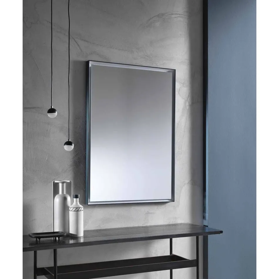 Specchio da Parete con Telaio in Alluminio e Luce LED Made in Italy - Chik Viadurini