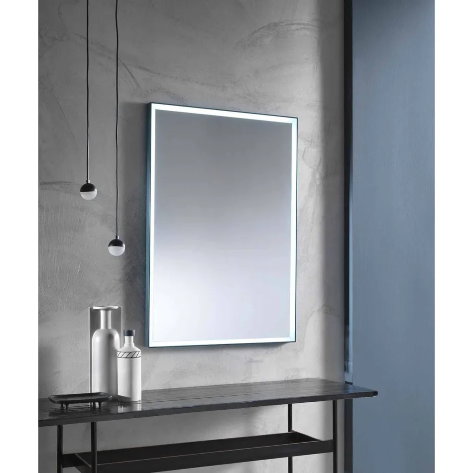 Specchio da Parete con Telaio in Alluminio e Luce LED Made in Italy - Chik Viadurini
