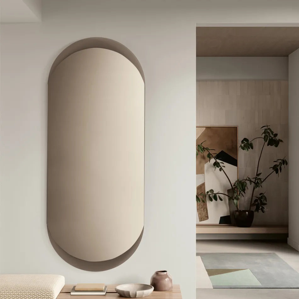 Specchio da Parete dalla Forma Allungata Angoli Stondati Made in Italy - Ecla Viadurini