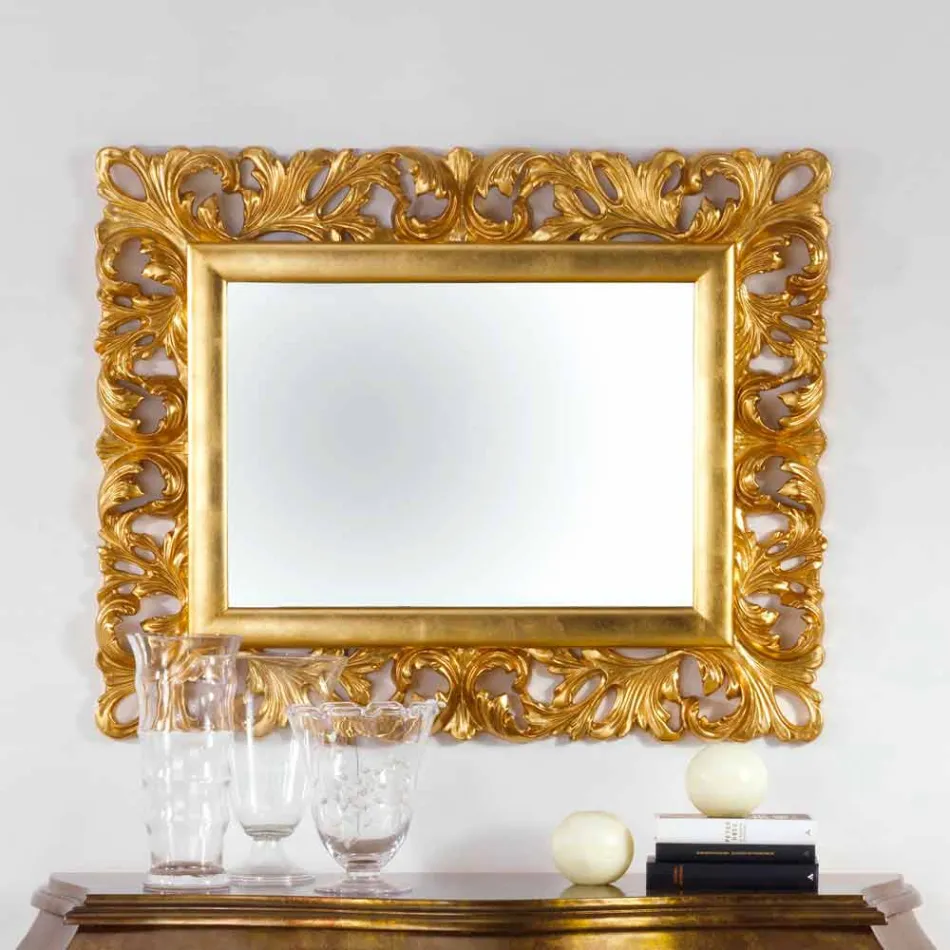 Specchio da parete di design finitura foglia oro Gudin, 108x87 cm Viadurini