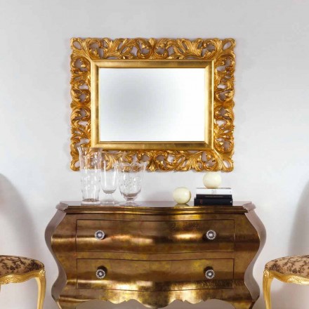 Specchio da parete di design finitura foglia oro Gudin, 108x87 cm Viadurini